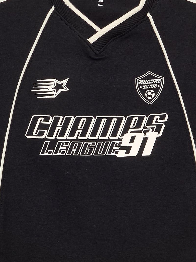 T-shirt à manches courtes et col en V Noir - Kiabi