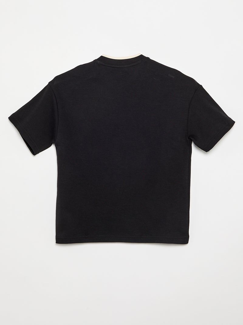 T-shirt à manches courtes et col en V Noir - Kiabi