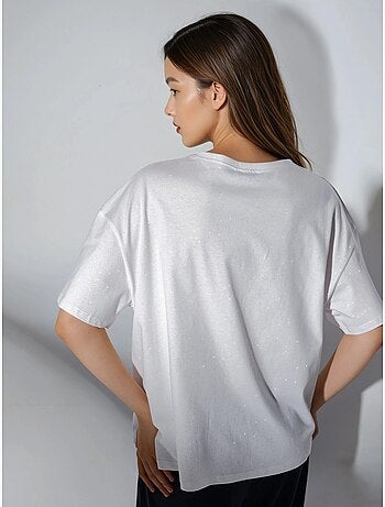 T-shirt à manches courtes et col rond à sequins busem