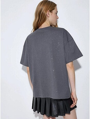 T-shirt à manches courtes et col rond à sequins busem
