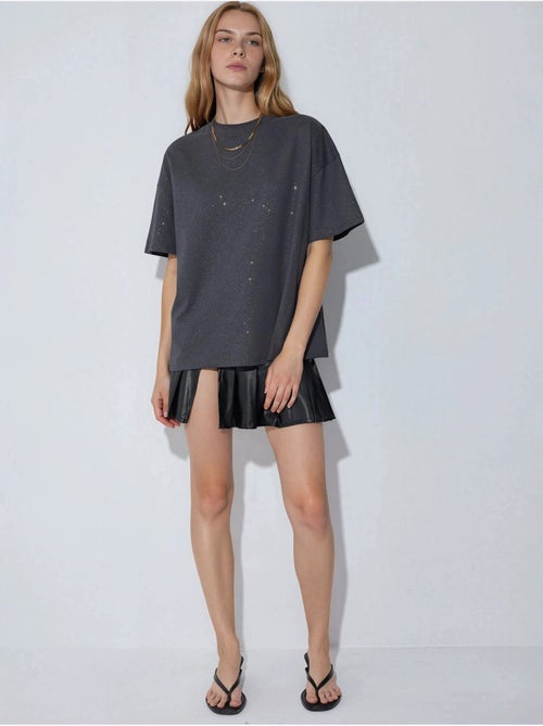 T-shirt à manches courtes et col rond à sequins busem - Kiabi