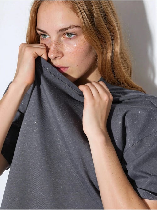T-shirt à manches courtes et col rond à sequins busem - Kiabi