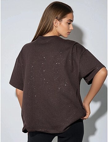 T-shirt à manches courtes et col rond à sequins busem