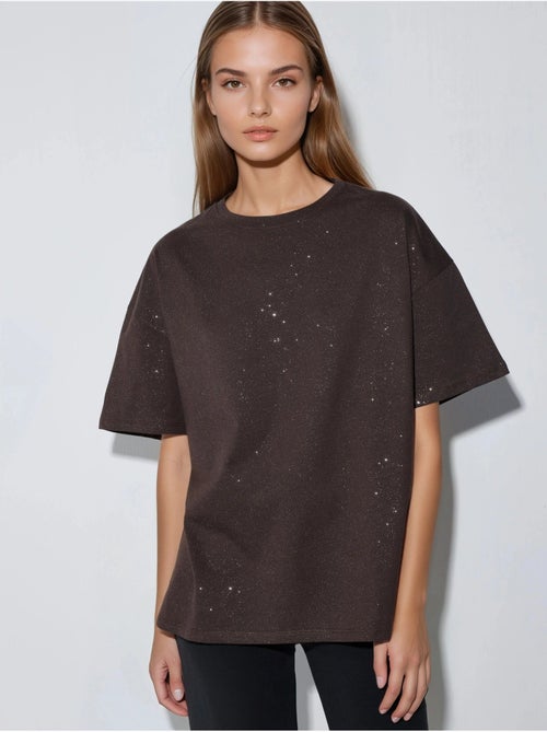 T-shirt à manches courtes et col rond à sequins busem - Kiabi T-shirt à manches courtes et col rond à sequins busem - Kiabi