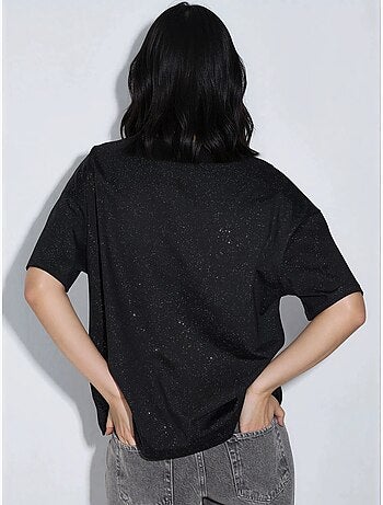 T-shirt à manches courtes et col rond à sequins busem