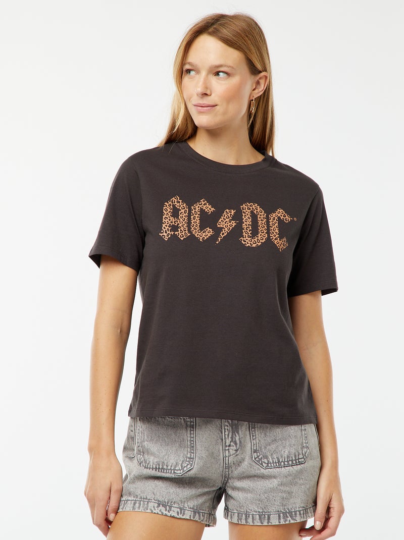T-shirt à manches courtes et col rond 'ACDC' NOIR - Kiabi