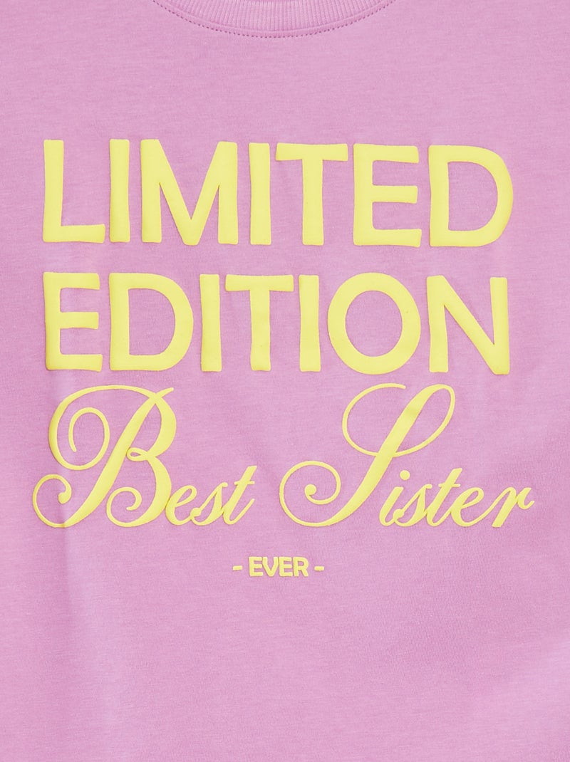 T-shirt à manches courtes et col rond avec animation ROSE - Kiabi