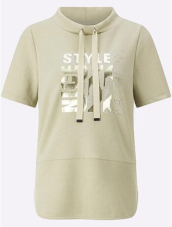 T shirt à capuche manches courtes avec imprimé graphique devant - Taille standard - Witt
