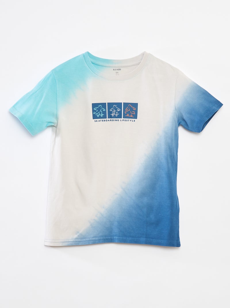 T-shirt à manches courtes et col rond Bleu - Kiabi