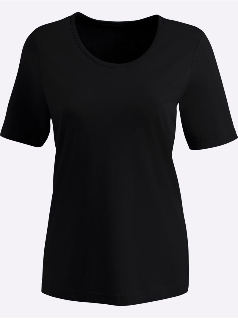 T-shirt à Manches Courtes Facile à Assortir - Taille Standard - Moda Vilona Noir - Kiabi