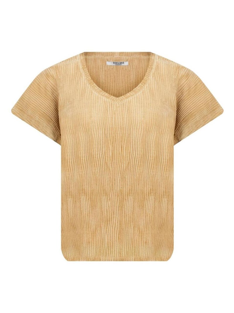 T-shirt à manches courtes femme en velours palatine 'Deeluxe' Beige - Kiabi