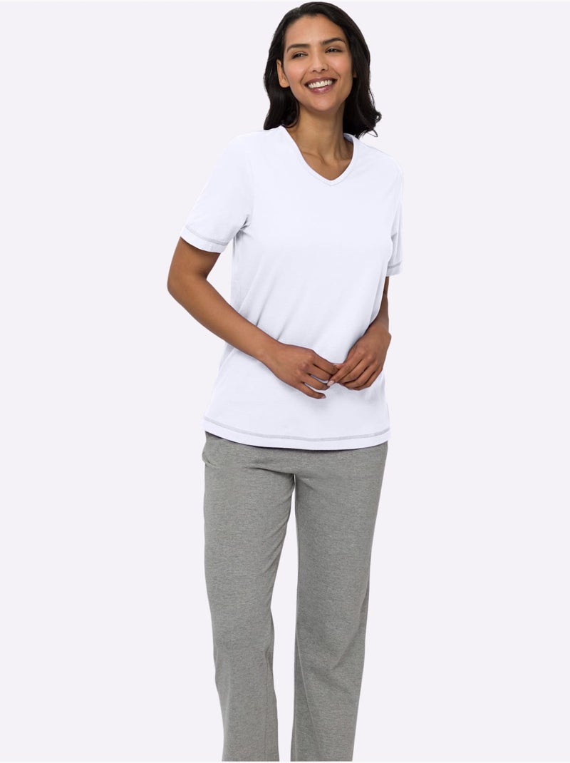 T-shirt à Manches Courtes Fentes Sur Les Côtés - Taille Standard - Moda Vilona Blanc - Kiabi