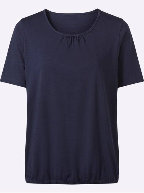 T-shirt à Manches Courtes Fronce Légère à L'encolure - Taille Standard - Moda Vilona - Kiabi T-shirt à Manches Courtes Fronce Légère à L'encolure - Taille Standard - Moda Vilona - Kiabi
