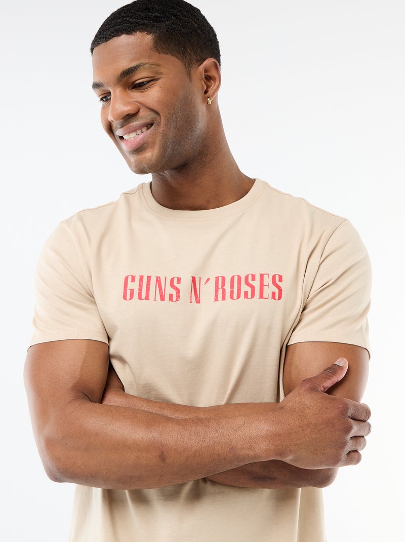 T-shirt à manches courtes 'Guns N' Roses' Beige - Kiabi