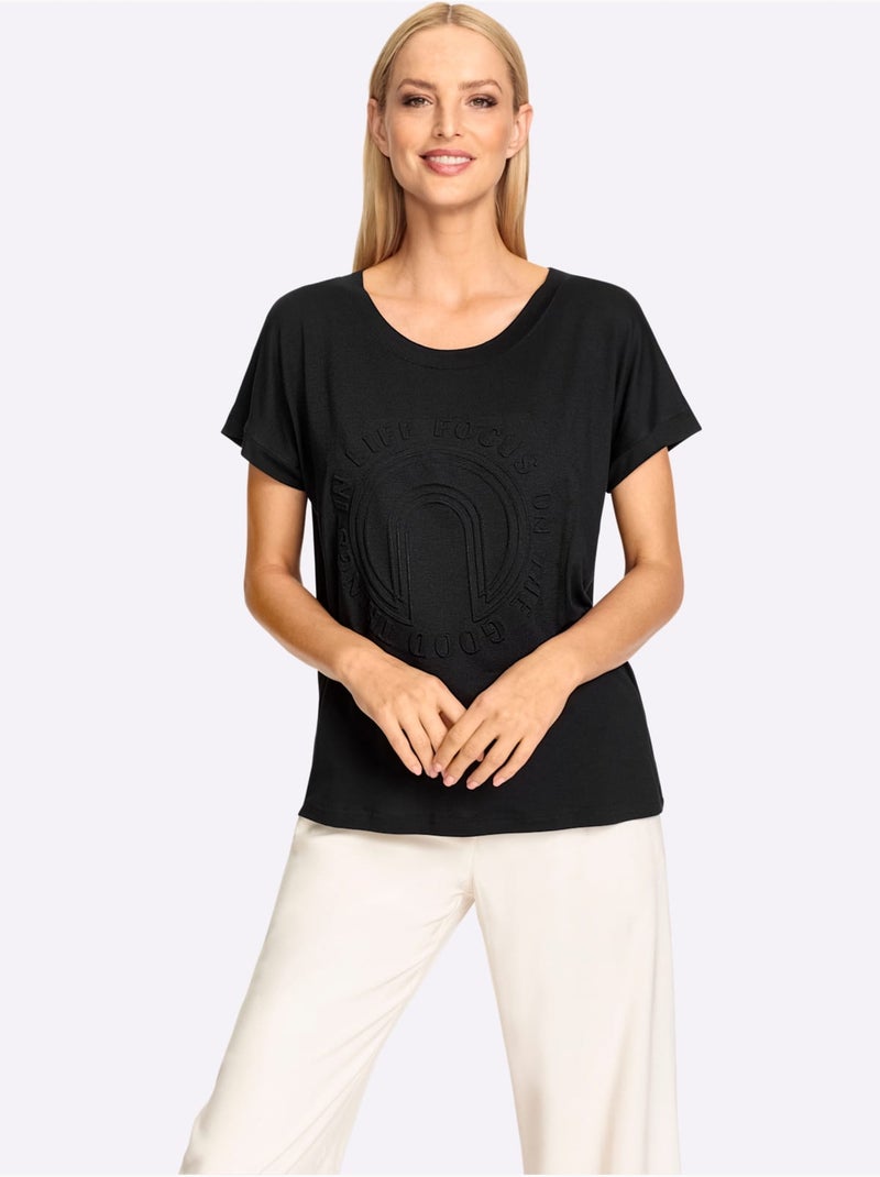 T-shirt à Manches Courtes Imprimé à Effet 3d - Taille Standard - Helline Noir - Kiabi