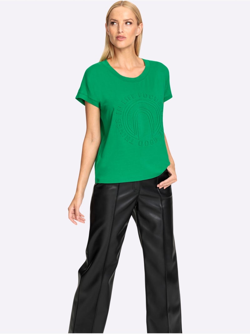 T-shirt à Manches Courtes Imprimé à Effet 3d - Taille Standard - Helline Vert - Kiabi
