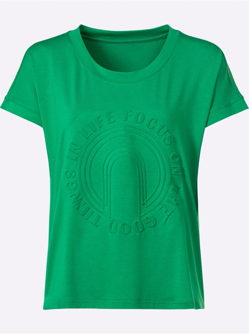 T-shirt à Manches Courtes Imprimé à Effet 3d - Taille Standard - Helline Vert - Kiabi