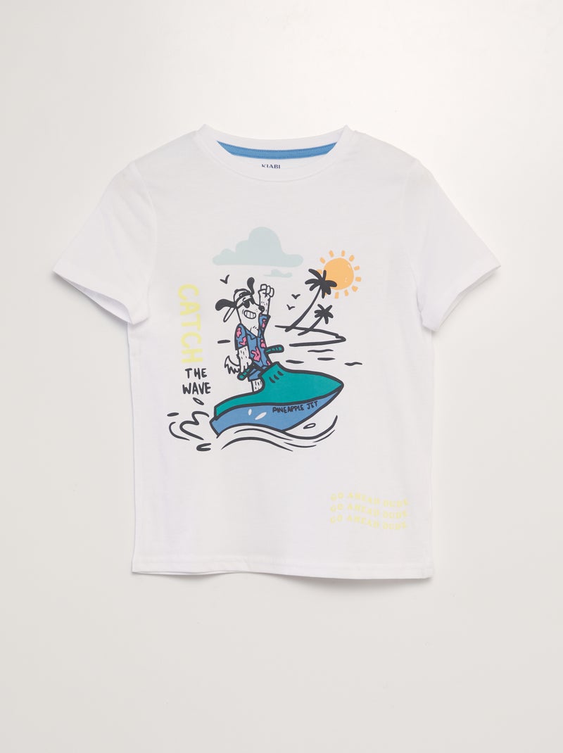 T-shirt à manches courtes imprimé Blanc jet - Kiabi
