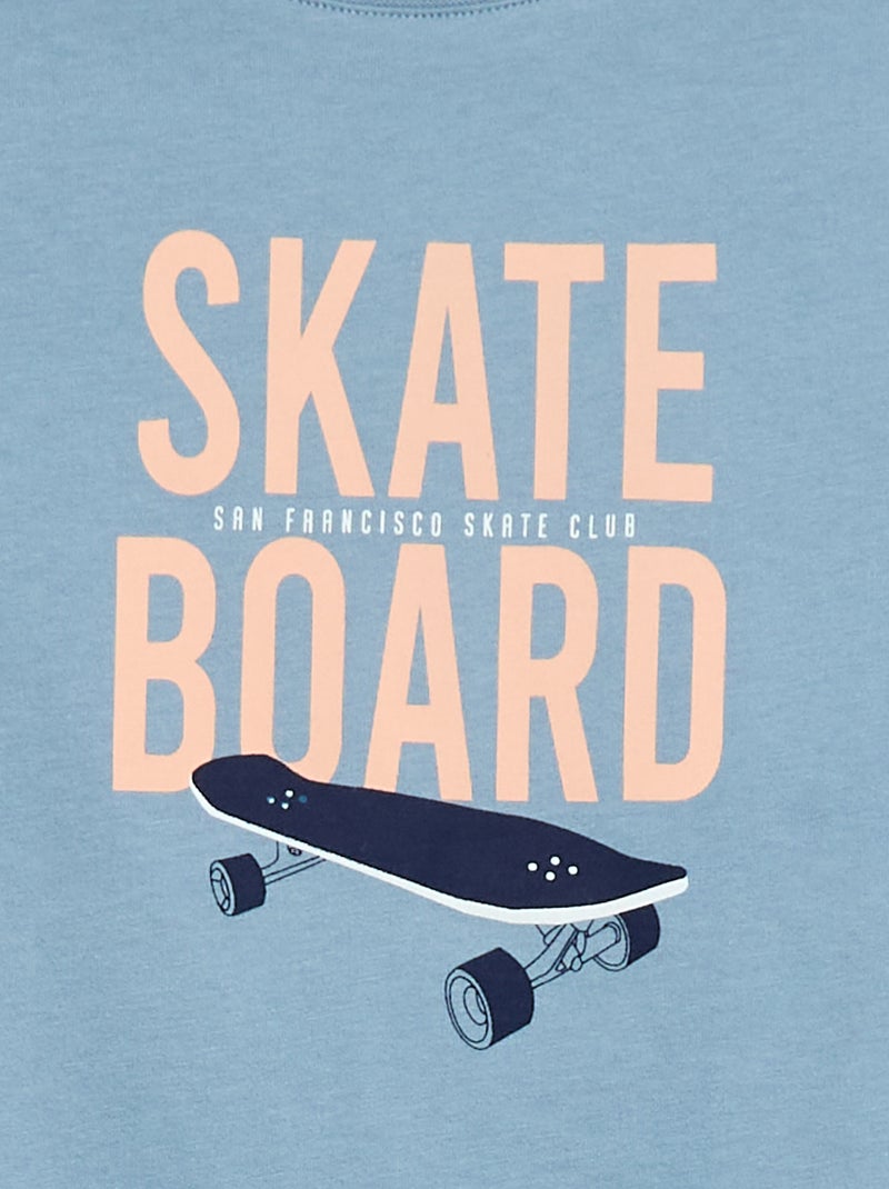 T-shirt à manches courtes imprimé Bleu - Kiabi