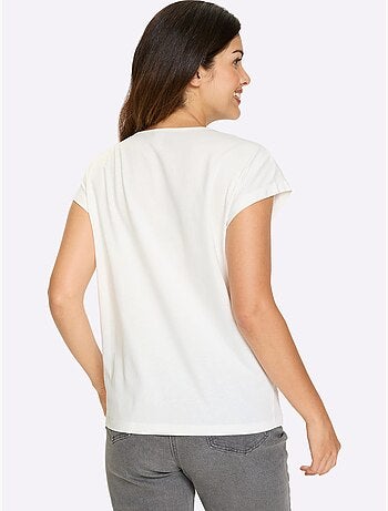 T-shirt à manches courtes avec imprimé graphique et mancherons - taille standard - moda vilona