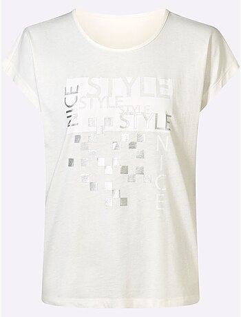 T-shirt à manches courtes avec imprimé graphique et mancherons - taille standard - moda vilona