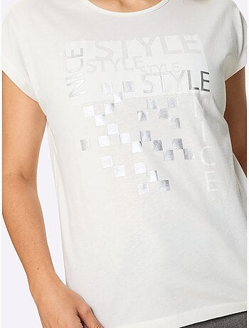 T-shirt à manches courtes avec imprimé graphique et mancherons - taille standard - moda vilona