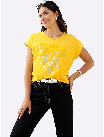 T-shirt à manches courtes avec imprimé graphique et mancherons - taille standard - moda vilona