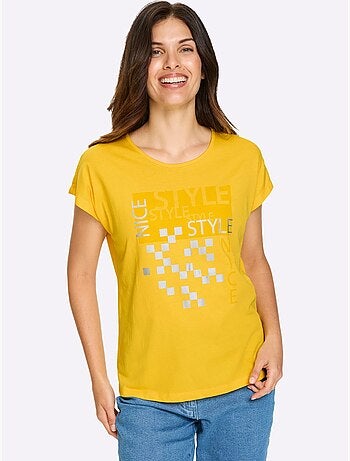 T-shirt à manches courtes avec imprimé graphique et mancherons - taille standard - moda vilona