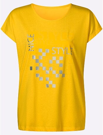 T-shirt à manches courtes avec imprimé graphique et mancherons - taille standard - moda vilona