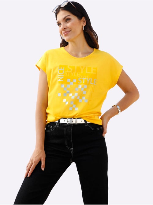 T-shirt à Manches Courtes Imprimé Brillant - Taille Standard - Moda Vilona - Kiabi T-shirt à Manches Courtes Imprimé Brillant - Taille Standard - Moda Vilona - Kiabi