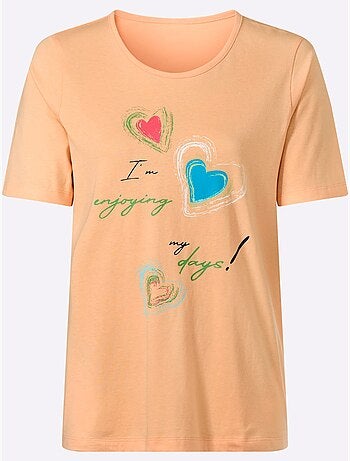 T-shirt à Manches Courtes Imprimé En Forme De Cœur - Taille Standard - Moda Vilona