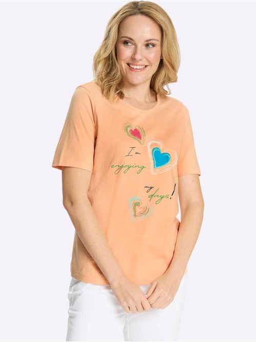 T-shirt à Manches Courtes Imprimé En Forme De Cœur - Taille Standard - Moda Vilona - Kiabi T-shirt à Manches Courtes Imprimé En Forme De Cœur - Taille Standard - Moda Vilona - Kiabi