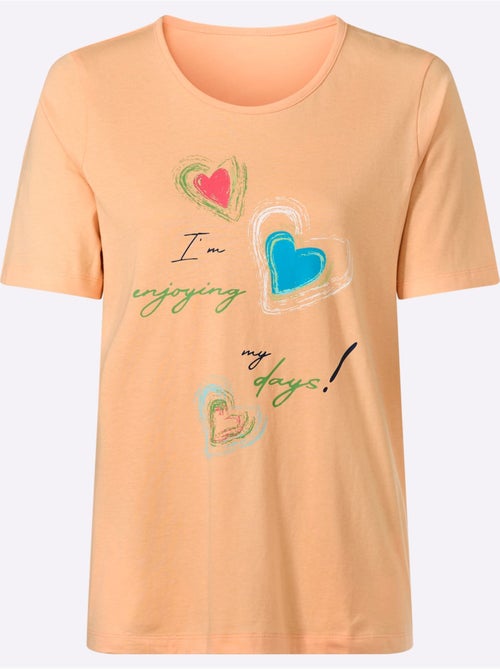 T-shirt à Manches Courtes Imprimé En Forme De Cœur - Taille Standard - Moda Vilona - Kiabi T-shirt à Manches Courtes Imprimé En Forme De Cœur - Taille Standard - Moda Vilona - Kiabi