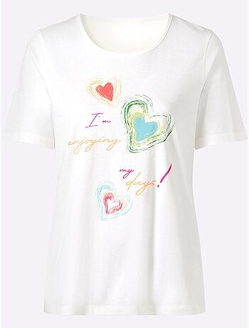 T-shirt à Manches Courtes Imprimé En Forme De Cœur - Taille Standard - Moda Vilona