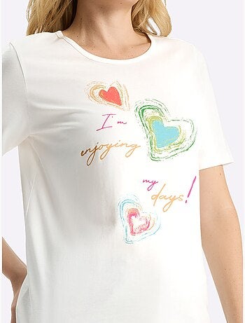 T-shirt à Manches Courtes Imprimé En Forme De Cœur - Taille Standard - Moda Vilona