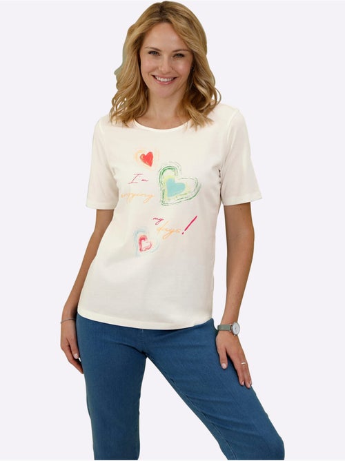 T-shirt à Manches Courtes Imprimé En Forme De Cœur - Taille Standard - Moda Vilona - Kiabi T-shirt à Manches Courtes Imprimé En Forme De Cœur - Taille Standard - Moda Vilona - Kiabi