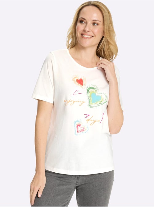 T-shirt à Manches Courtes Imprimé En Forme De Cœur - Taille Standard - Moda Vilona - Kiabi T-shirt à Manches Courtes Imprimé En Forme De Cœur - Taille Standard - Moda Vilona - Kiabi