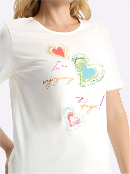 T-shirt à Manches Courtes Imprimé En Forme De Cœur - Taille Standard - Moda Vilona - Kiabi T-shirt à Manches Courtes Imprimé En Forme De Cœur - Taille Standard - Moda Vilona - Kiabi