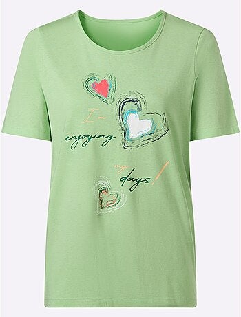 T-shirt à Manches Courtes Imprimé En Forme De Cœur - Taille Standard - Moda Vilona