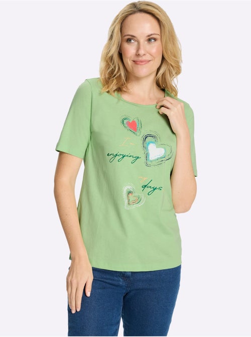 T-shirt à Manches Courtes Imprimé En Forme De Cœur - Taille Standard - Moda Vilona - Kiabi T-shirt à Manches Courtes Imprimé En Forme De Cœur - Taille Standard - Moda Vilona - Kiabi
