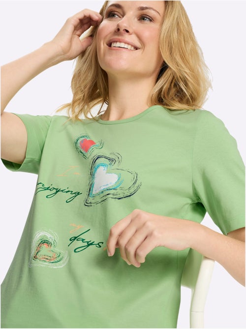T-shirt à Manches Courtes Imprimé En Forme De Cœur - Taille Standard - Moda Vilona - Kiabi T-shirt à Manches Courtes Imprimé En Forme De Cœur - Taille Standard - Moda Vilona - Kiabi