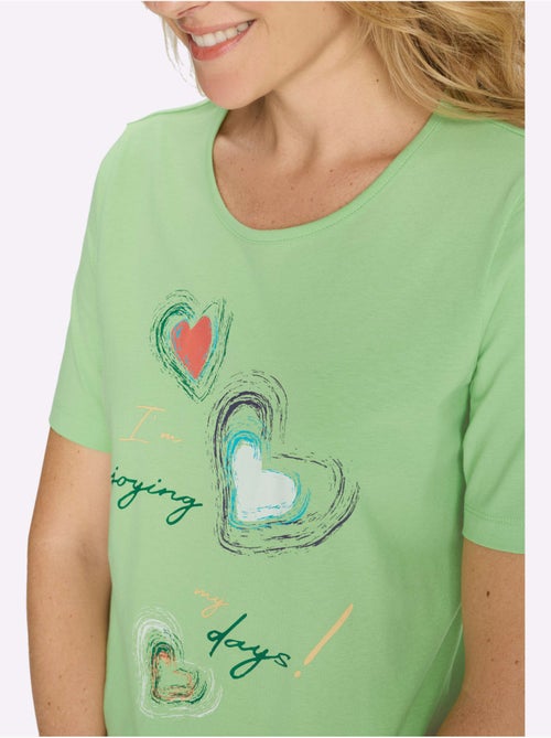 T-shirt à Manches Courtes Imprimé En Forme De Cœur - Taille Standard - Moda Vilona - Kiabi T-shirt à Manches Courtes Imprimé En Forme De Cœur - Taille Standard - Moda Vilona - Kiabi