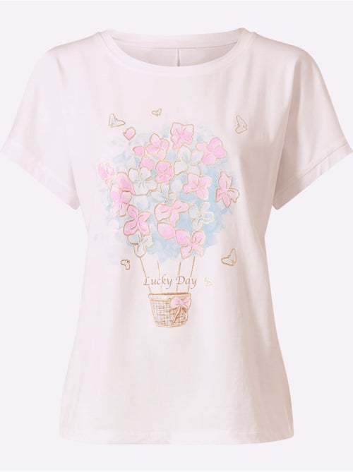 T-shirt à Manches Courtes Imprimé Feuille Brillant - Taille Standard - Helline - Kiabi T-shirt à Manches Courtes Imprimé Feuille Brillant - Taille Standard - Helline - Kiabi