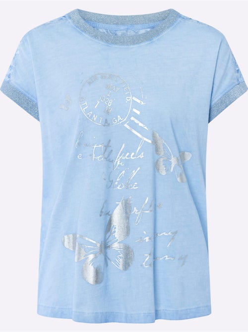 T-shirt à Manches Courtes Imprimé Feuille Brillant - Taille Standard - Helline - Kiabi T-shirt à Manches Courtes Imprimé Feuille Brillant - Taille Standard - Helline - Kiabi