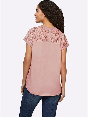 T-shirt à manches courtes imprimé feuille brillant - taille standard - helline