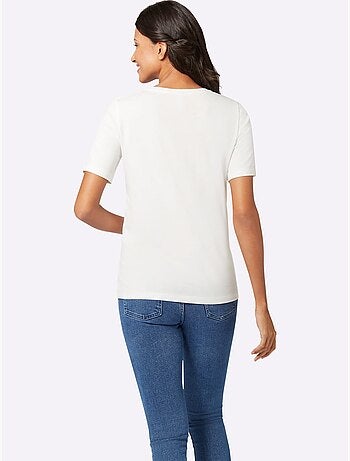 T-shirt à Manches Courtes Imprimé Fleurs Et Feuilles - Taille Standard - Moda Vilona