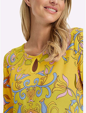 T-shirt à Manches Courtes Imprimé Floral - Taille Standard - Helline