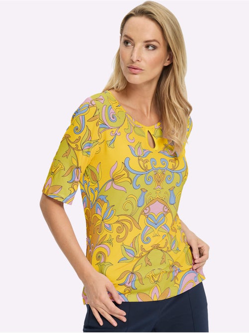 T-shirt à Manches Courtes Imprimé Floral - Taille Standard - Helline - Kiabi T-shirt à Manches Courtes Imprimé Floral - Taille Standard - Helline - Kiabi