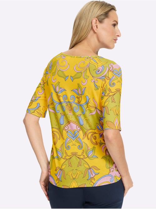T-shirt à Manches Courtes Imprimé Floral - Taille Standard - Helline - Kiabi T-shirt à Manches Courtes Imprimé Floral - Taille Standard - Helline - Kiabi