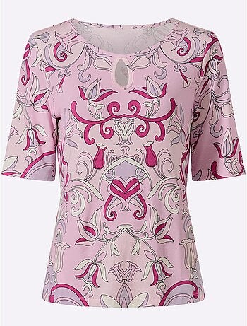 T-shirt à Manches Courtes Imprimé Floral - Taille Standard - Helline